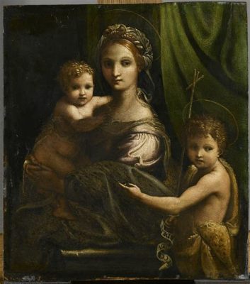  La Vierge et l'Enfant avec Saint Jean Baptiste: Révélations Mystiques et Tendresse Céleste dans une Petite Œuvre